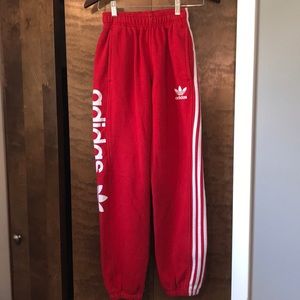 Adidas red sweatpants